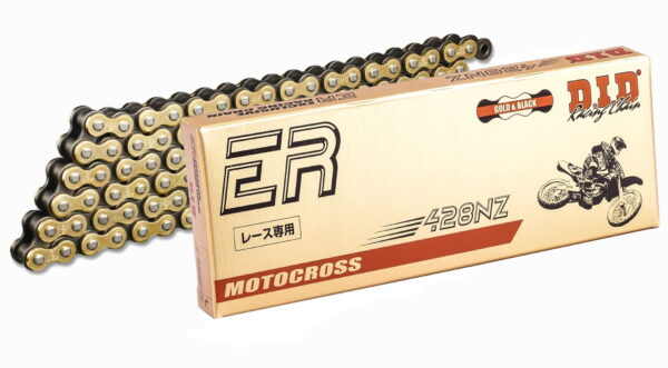 Cadena de moto motocross color dorado marca D.I.D
