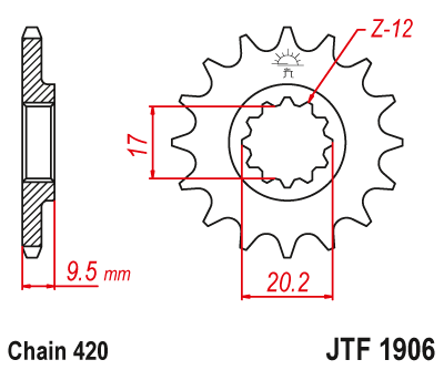 Medidas del piñón para moto JTF1906