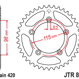 Medidas de la corona de moto JTR894