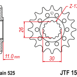 Medidas del piñón de moto JTF1591