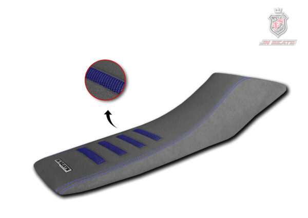 Funda de asiento antideslizante de ante impermeable de color gris y azul oscuro para moto Husqvarna 701
