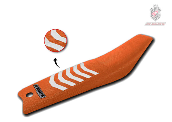 Funda de asiento antideslizante naranja y blanca para moto KTM SX 65 de motocross